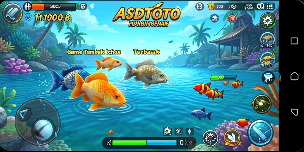 Tampilan gameplay seru dalam ASDTOTO saat menembak ikan.