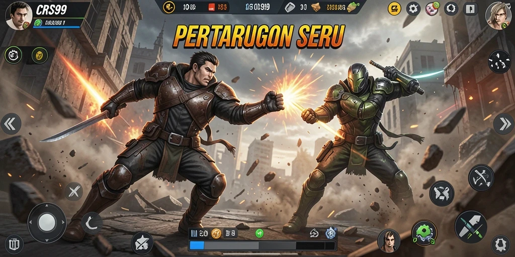 Tampilan aksi mendebarkan dari gameplay CRS99 yang dinamis.